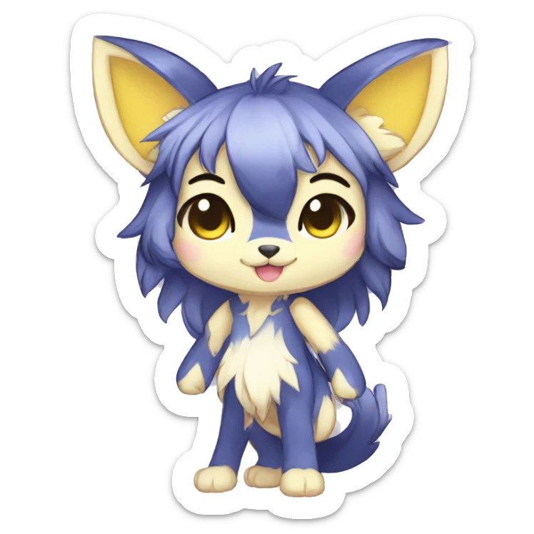Cute Kawaii Chibi Anthro Sona Pretty Shiny Colorful Sparkly Fakemon Full Body sticker