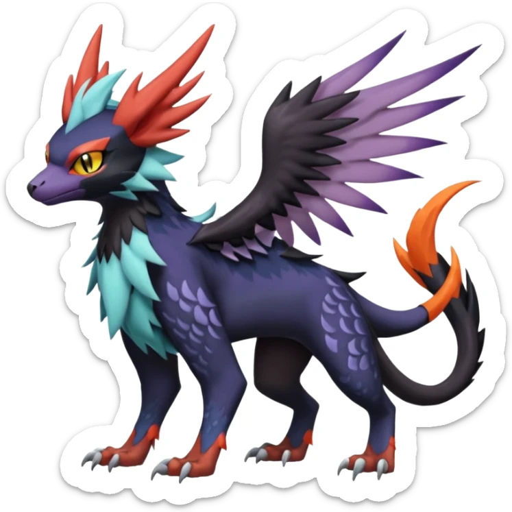 Nargacuga-Noibat-Noivern-Silvally-Litten-Lykoi-Fakemon-Digimon-Animal-fusion-hybrid-creature, full body sticker