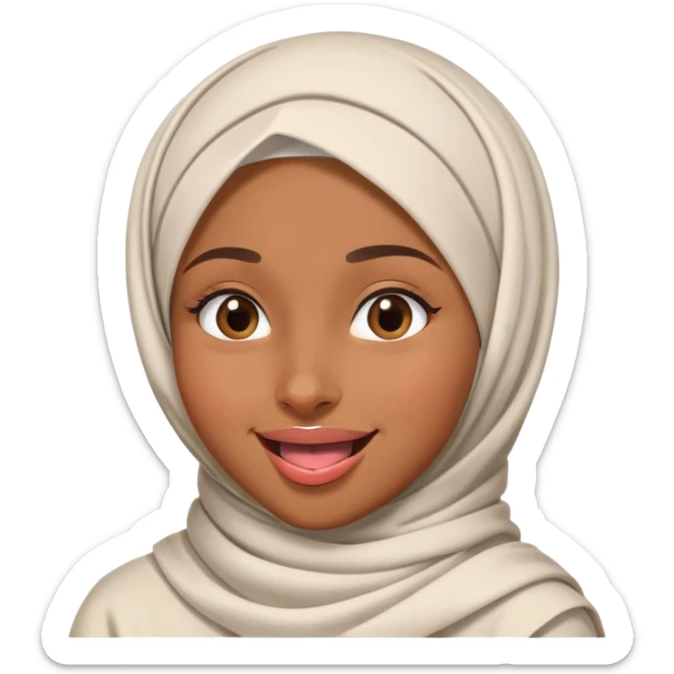 nữ, 15 tuổi, đội khăn hijab, tongue out, cười tươi, nhắm 1 mắt sticker