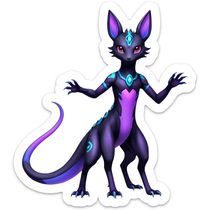 Shiny Edgy Gothic Futuristic Salandit-Umbreon-Espeon-Hybrid (Full body) sticker