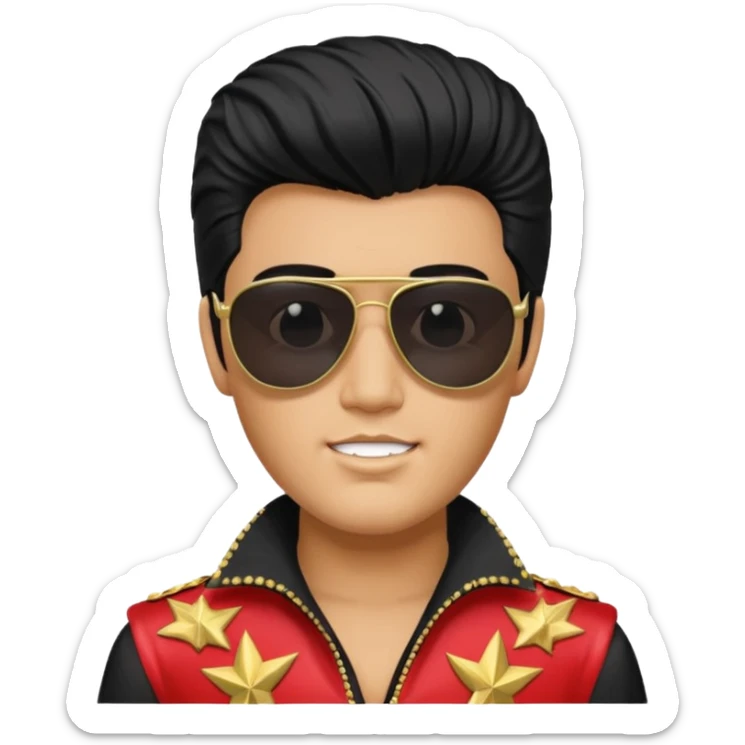 A boy with an Elvis Presley mask with sunglasses (with total black lenses)dressed as Elvis Presley sticker