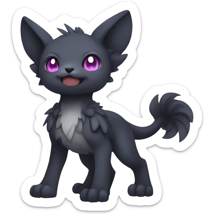 Cute cool fantasy dark-themed animal hybrid Fakemon full body sticker