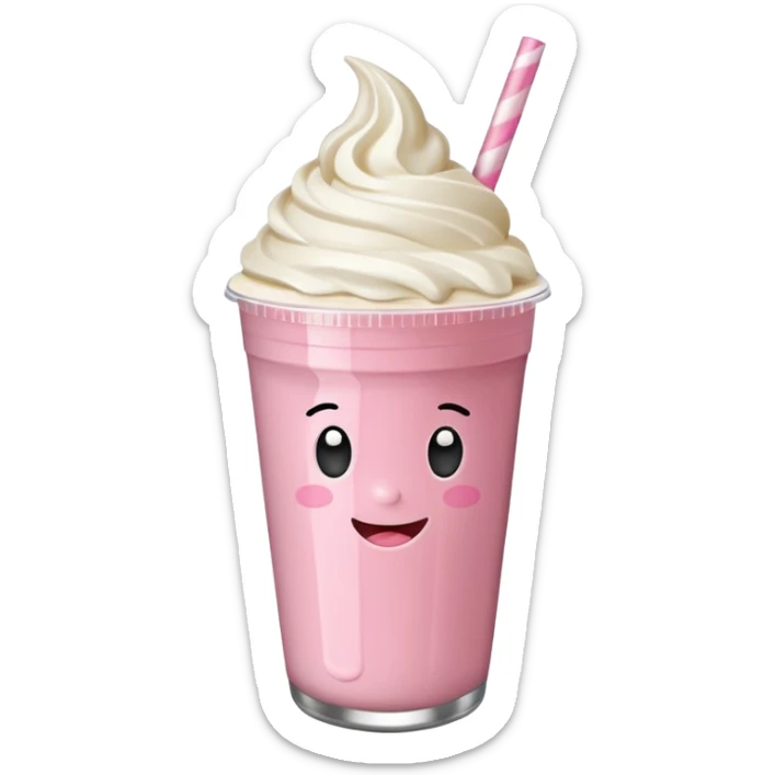 un vector de vaso de batido animado, de caricatura, con tapa y pitillo, que tenga brazos y piernas, cara tierna y que inspire confianza y amabilidad sticker