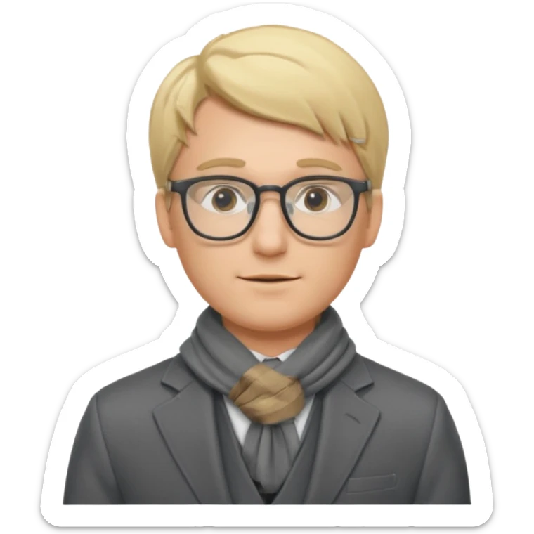 gray scarf male blond hair with suit glasses sticker