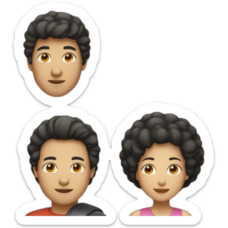 a couple (1st asian woman and 2nd man with afro) sticker