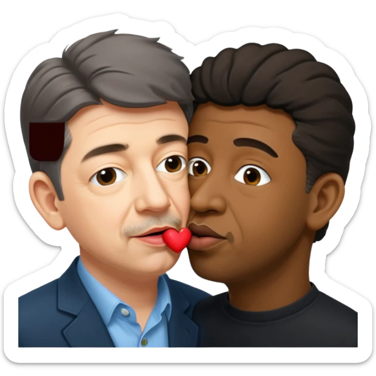 jean luc melenchon qui fait un bisous sur la bouche a une personne noir sticker