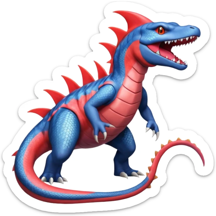 Salandit-Milotic-Garchomp-Feraligatr-Fakémon-hybrid-creature (full body)  sticker