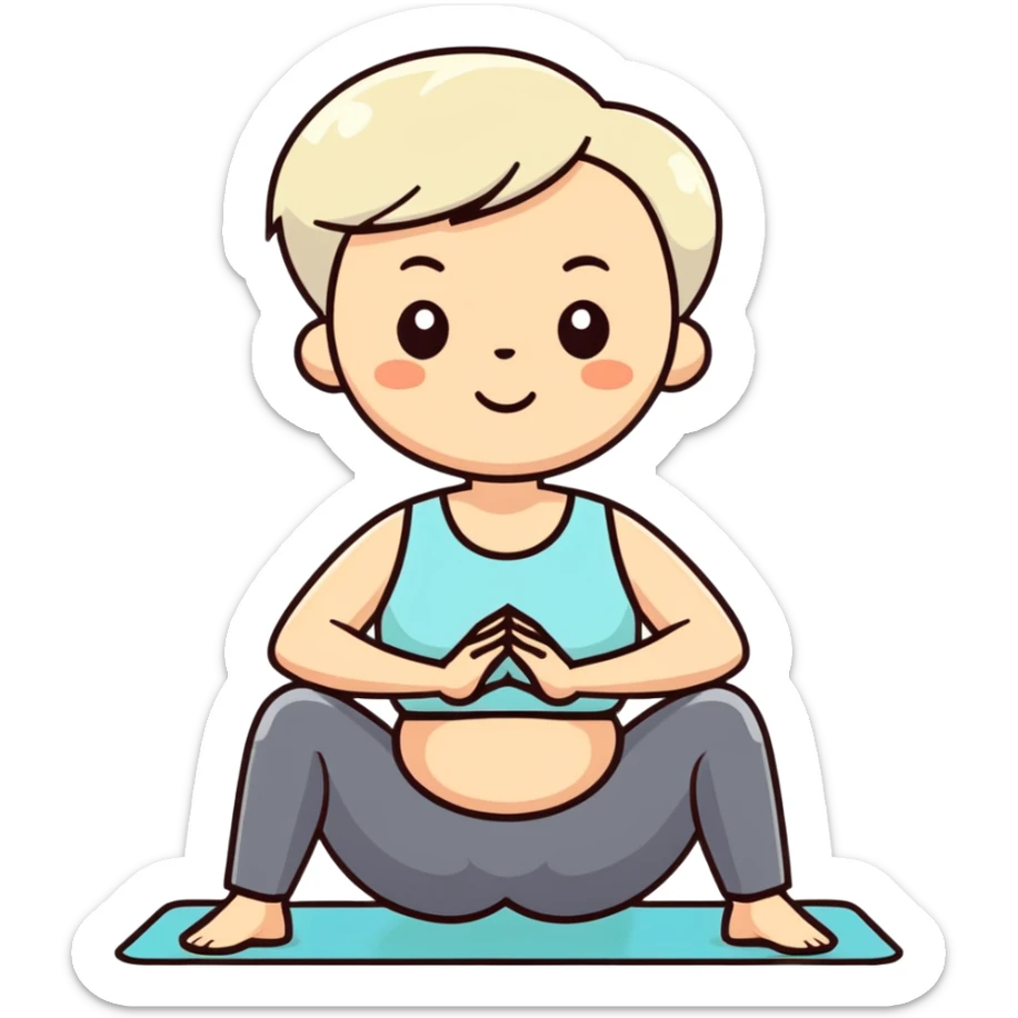 I like a picture of a 65 year-old woman with short blonde hair and no glasses doing pelvic floor exercises sticker