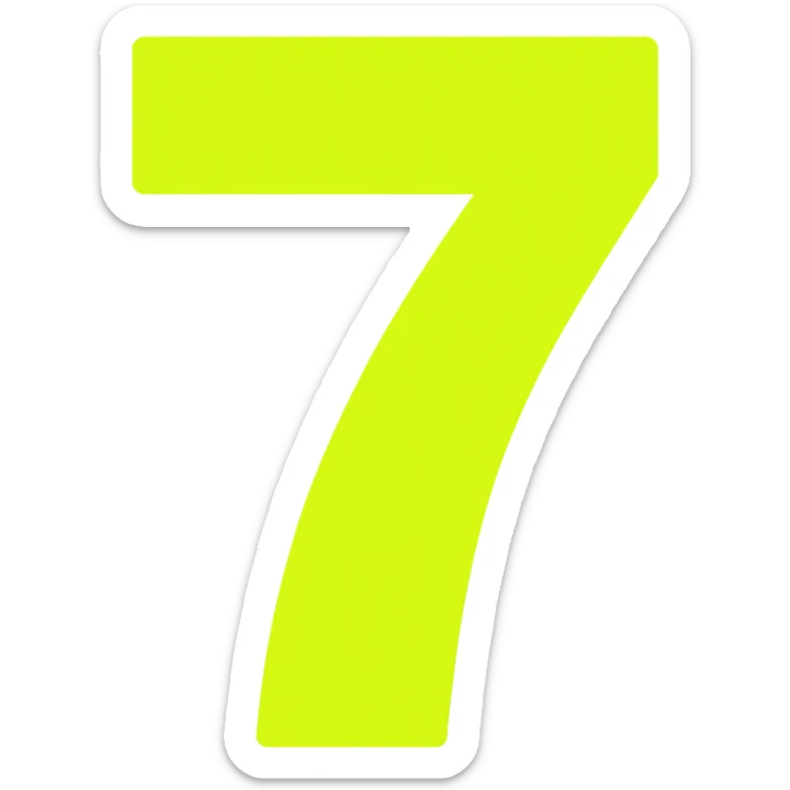 bold and legible number in bright fluorescent color, modern style, transparent background sticker
