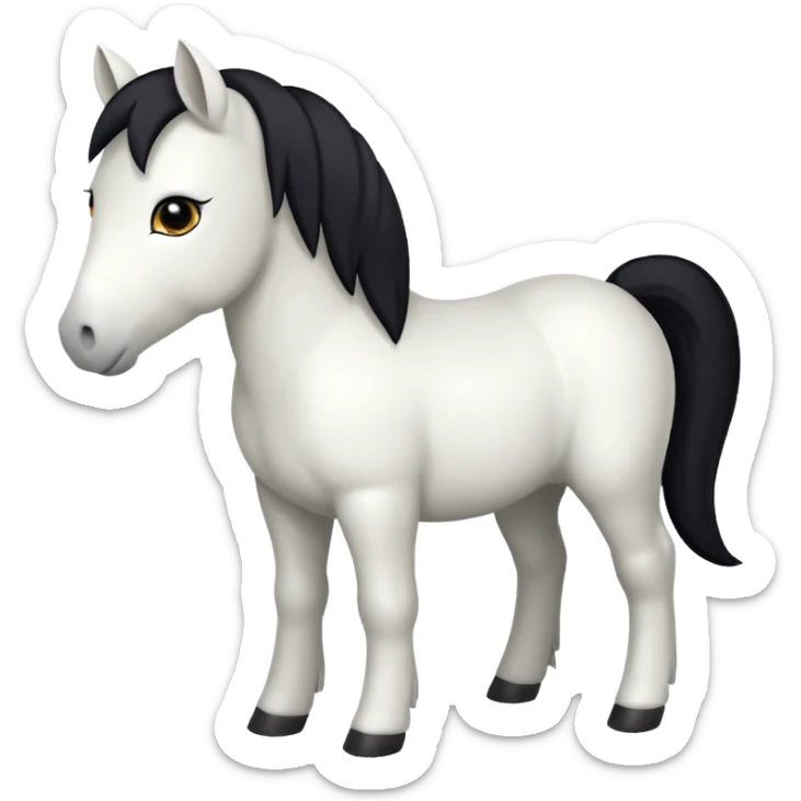White my little pony on all fours with black hair and brown eyes  sticker