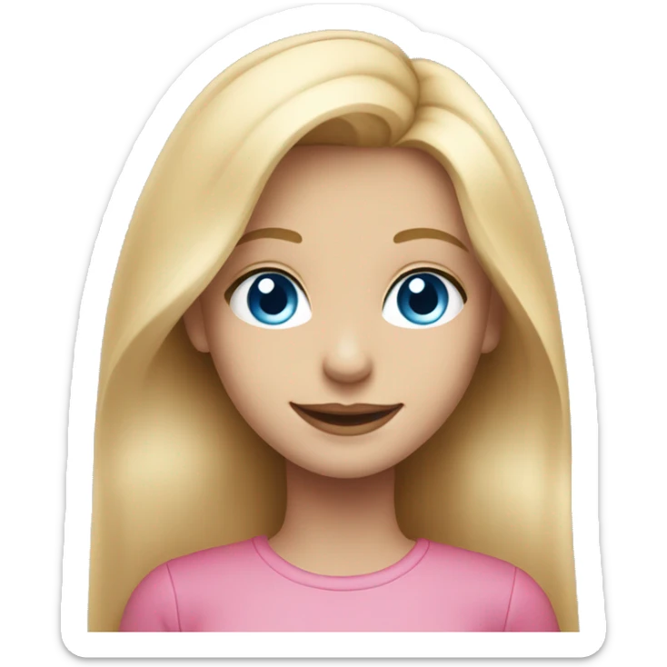 smiling girl with long blonde hair with blue eyes and pink lips sticker