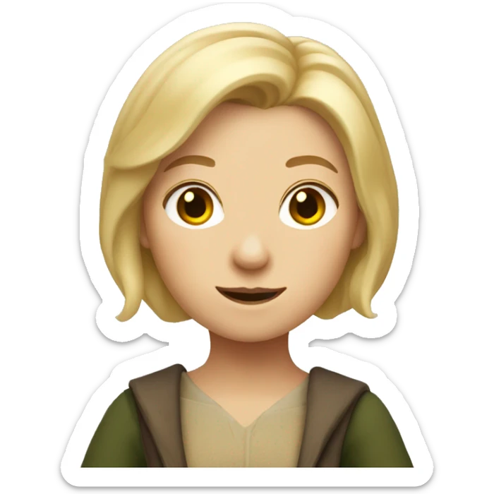 full body emoji of female hobbit with short blonde hair sticker