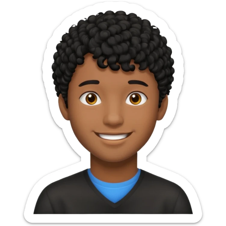 Young man with black curly hair fringe Haircut and dark skin sticker