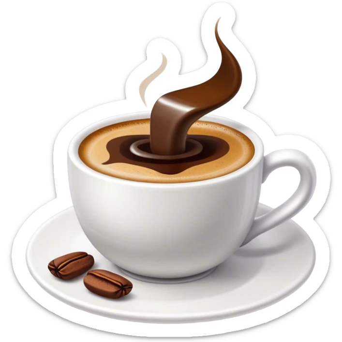 Cinematic Realistic Turkish Coffee Drink Emoji, depicted as a small cup of strong, aromatic coffee with thick foam rendered with detailed textures and warm, inviting lighting. sticker