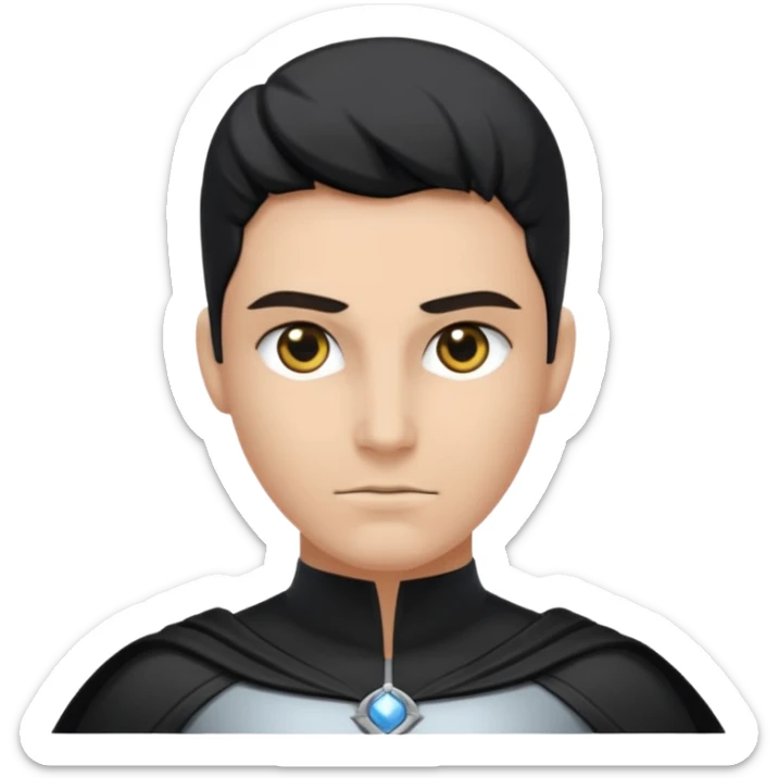 Un super héros qui portait une combinaison noir et argenté avec des symboles du temps dessus. Il a les yeux qui brillent en doré  sticker