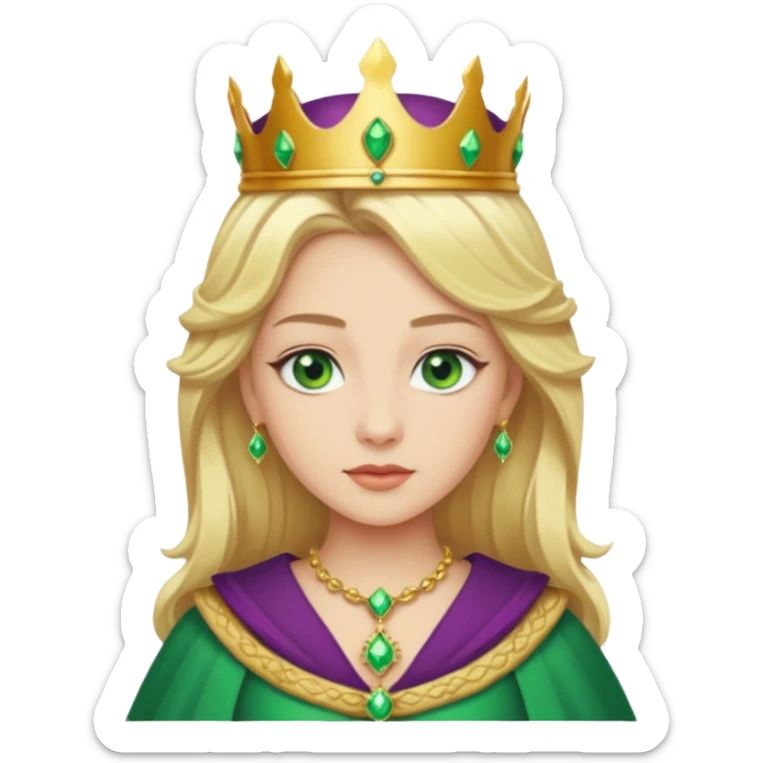 Queen Ozma from the Wizard of Oz with long blonde hair, green eyes and outfit  sticker