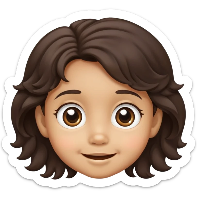 cute smiling toddler face with big eyes, medium skin tone, and dark wavy hair sticker