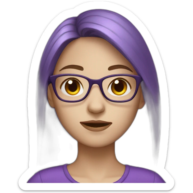 girl with glasses dressed in purple with pale skin and brown hair sticker