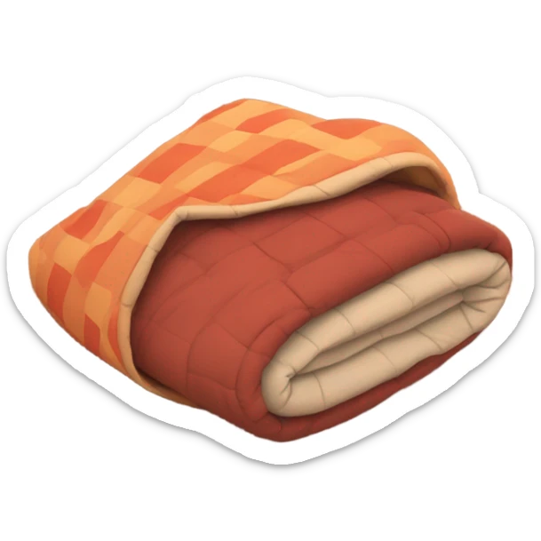 cozy, emoji-style sleeping bag with warm colors, simple patterns sticker