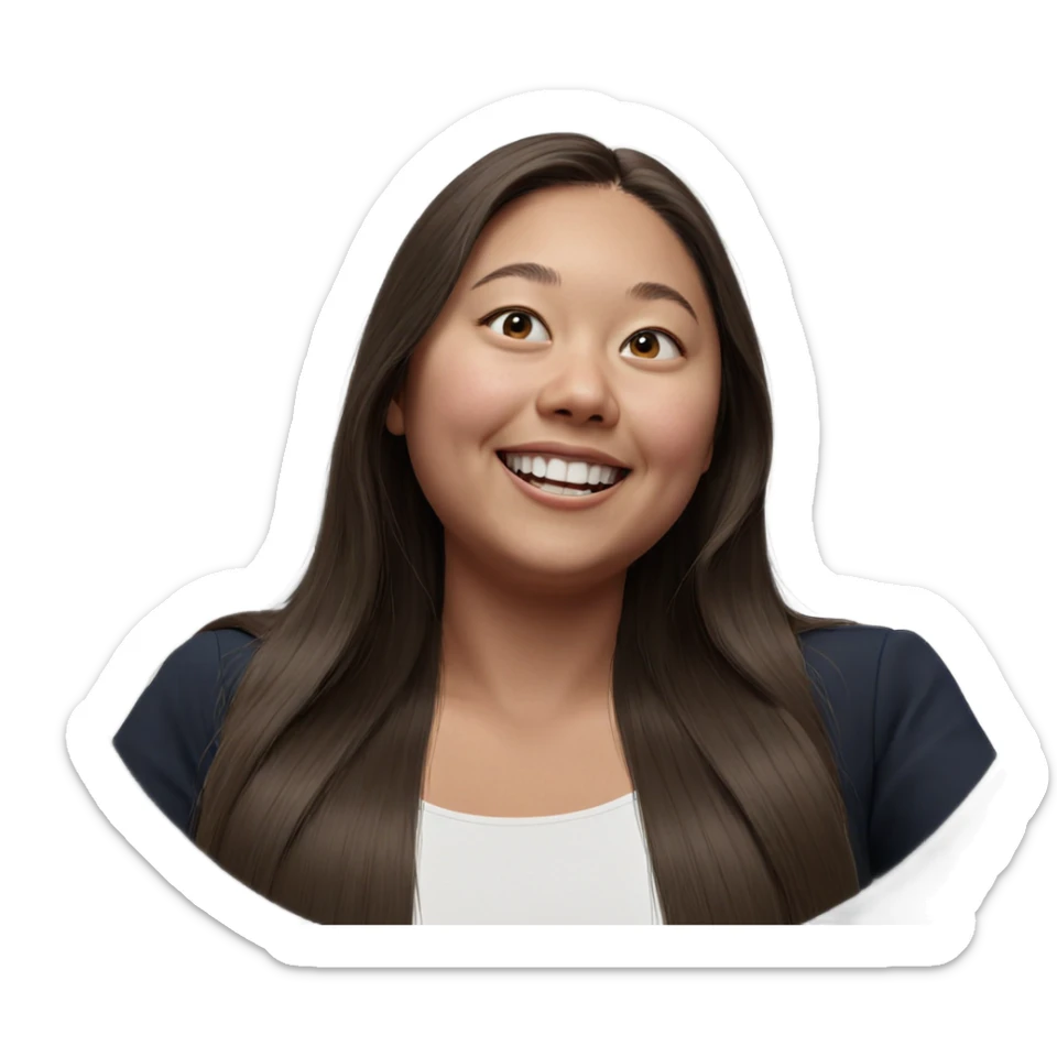 smiling woman with long hair sticker