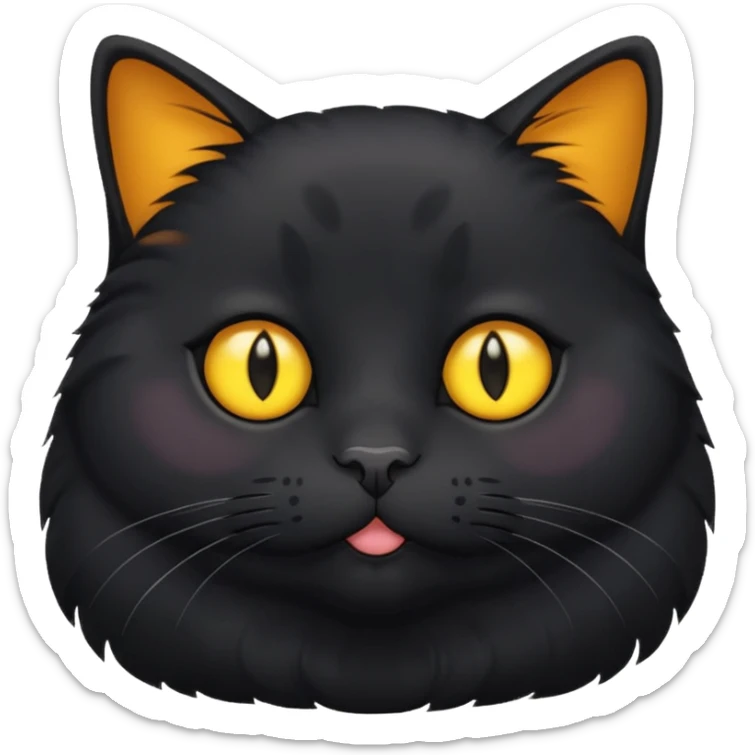 Un gato negro gordito con los ojos de color amarillos sticker