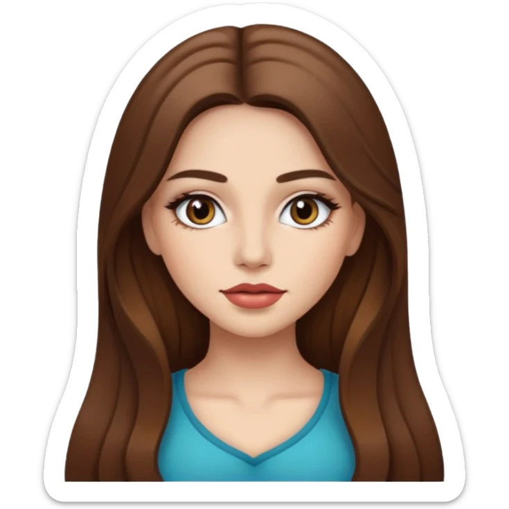 girl with long brown hair standing make up latina white skin tone sticker