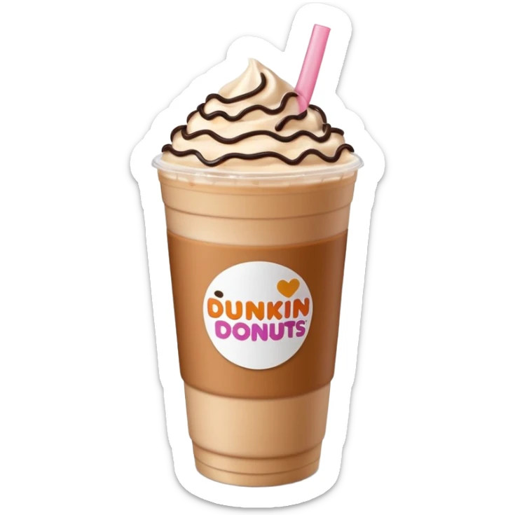 Dunkin’ Donuts iced latte with a carton of coffee milk next to it sticker