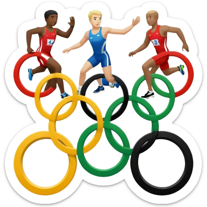 paralympic games with disable athletes with the right colors of olympic rings sticker