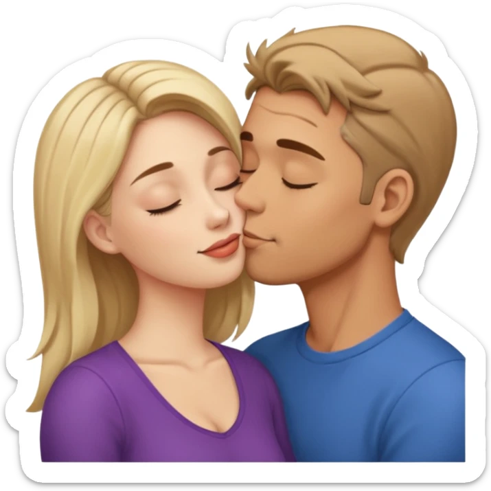 Completely nude man kissing completely nude woman with her eyes closed sticker