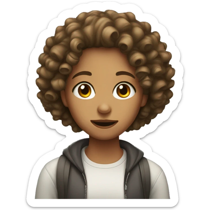 teenage girl with curly hair scary sticker