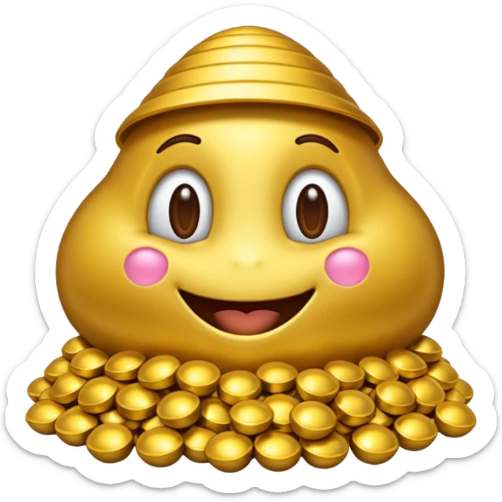 emoji fusionnant un caca souriant et une pile de pièces d'argent sticker