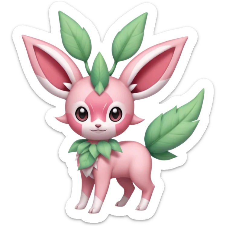 Rosy floral romantic cute kawaii Ivy-Scizor-Sylveon-Celebi-Leafeon-Pokémon-Digimon-Fakémon-hybrid-fusion-creature sticker