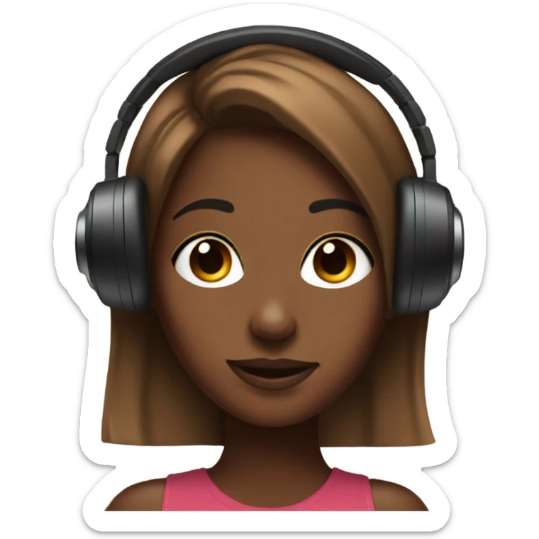 Brown skin girl with podcast mic and headphones sticker