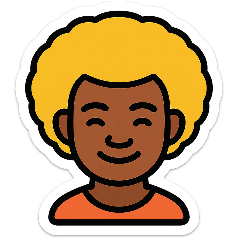 Fijian person with buiniga hairstyle, brown skin sticker