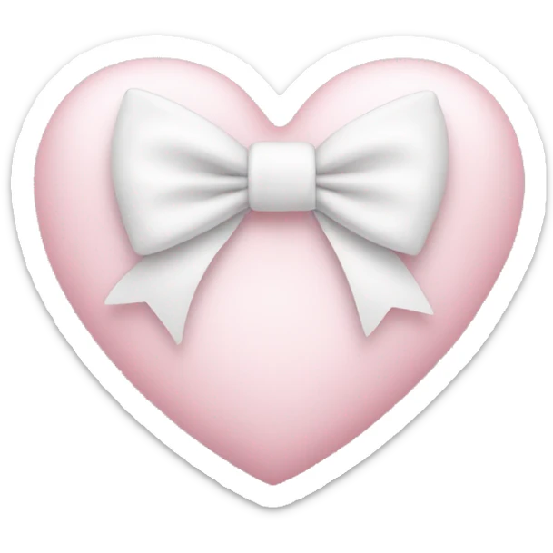 Pastel pink heart with white bow sticker