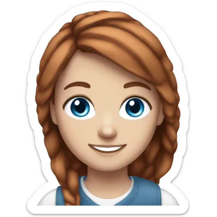 White girl redbrown hair blue eyes smiling sticker