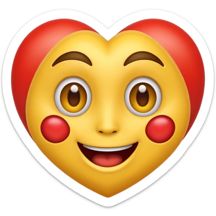 classic heart eyes emoji, yellow face, big red heart eyes, open mouth smile sticker