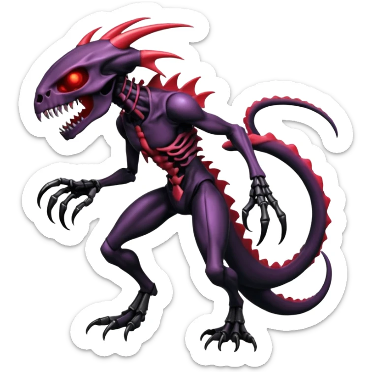 Shiny Futuristic Badass Demonic Spectral Dusky Spooky Skull-faced Cool Hot Stylish Handsome Alien-Venom-Salandit-Darkrai-Genesect-Fakémon-fusion (full body) sticker