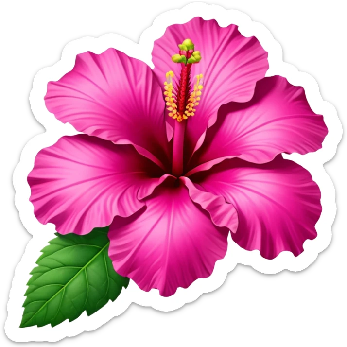 Realistic, detailed, 3D rending, Vibrant Fuchia pink Hibiscus HIbiscus rosa-sinensis sticker