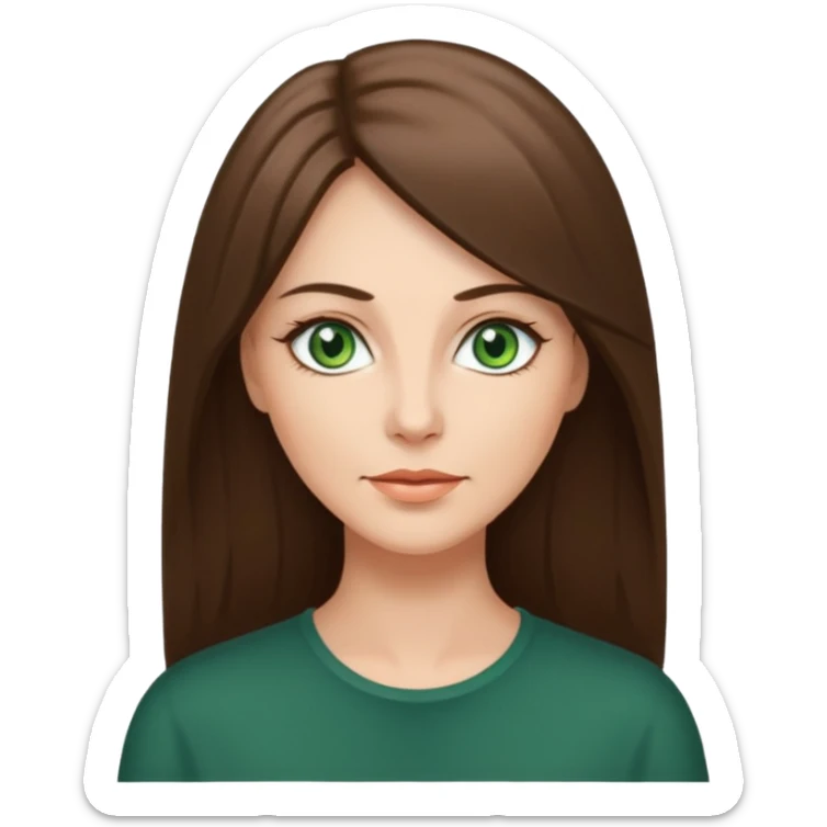 pretty middle age woman with green eyes and long straight ash-brown hair  sticker