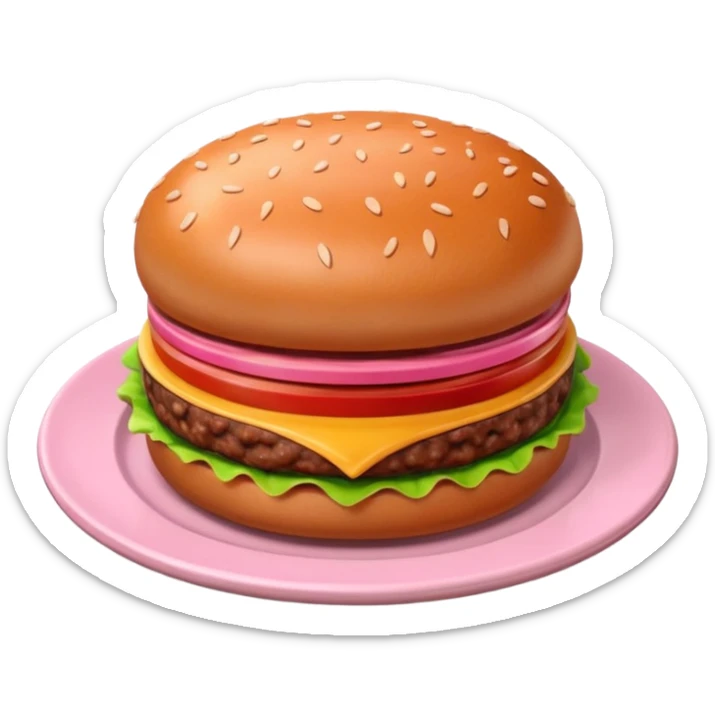 A 3D cartoon portion of minced meat shaped like a burger patty on a plate, soft lighting, Memoji-style. sticker