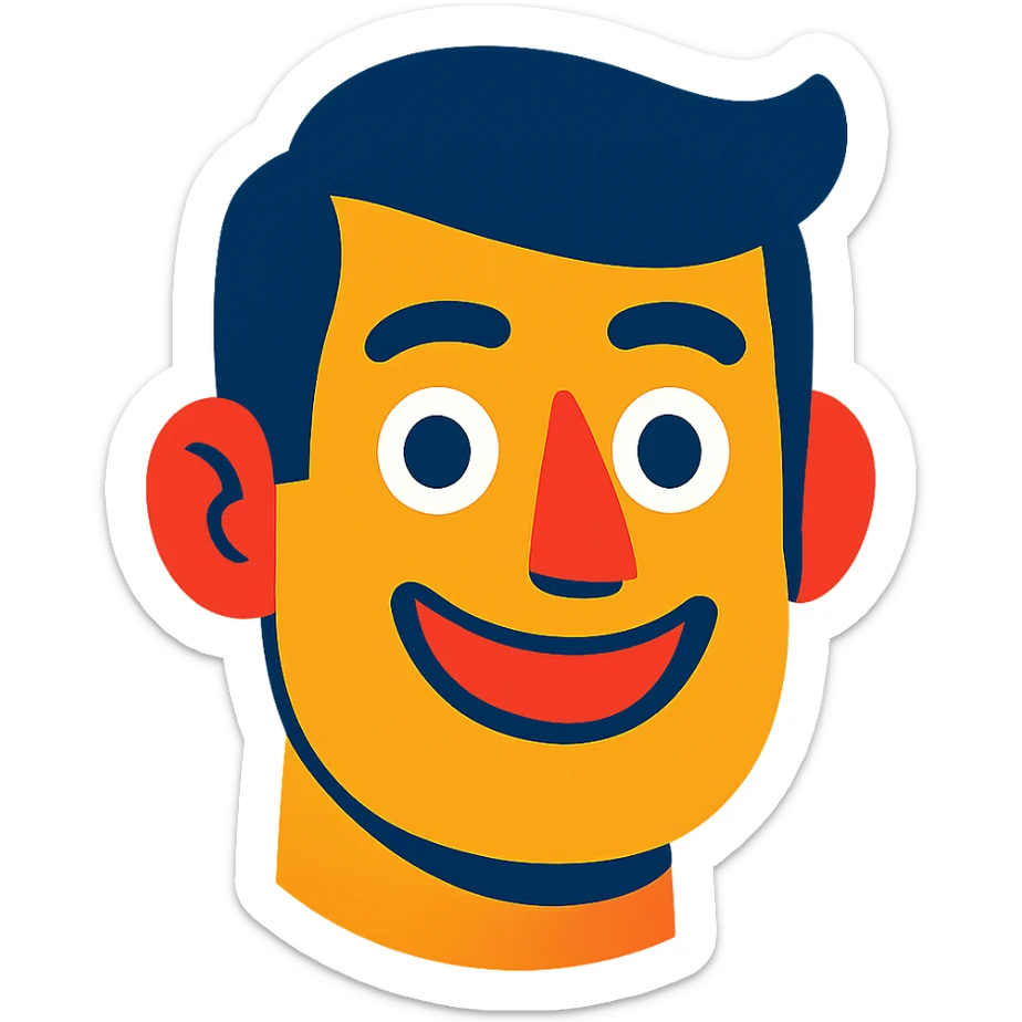 friendly male face smiling sticker