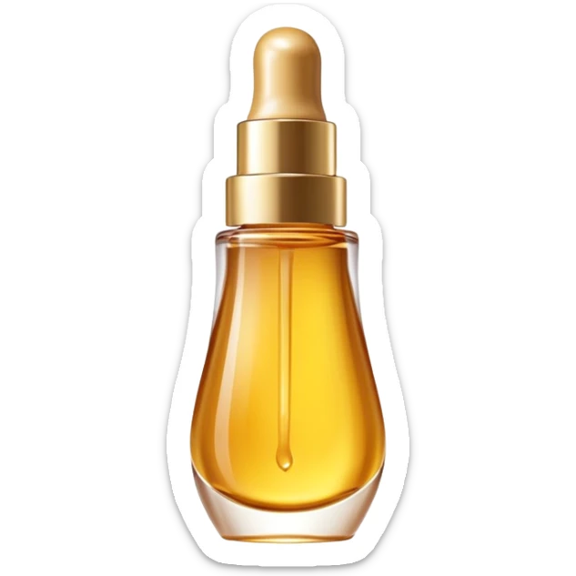 Gisou lip oil, small transparent bottle with gold cap, tinted lip gloss, honey-infused beauty product sticker