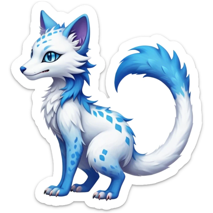 Kawaii dark vibrant edgy fantasy ethereal feline-vernid-sergal-fursona animal creature with a tufted tail full body sticker