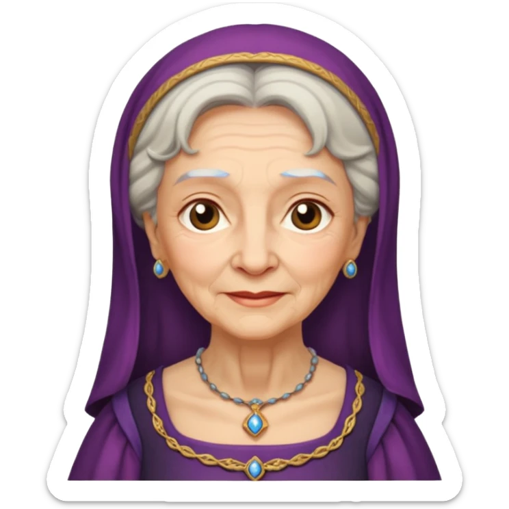 In medieval fairy tales, a kind and amiable grandmother who did not wear jewelry sticker