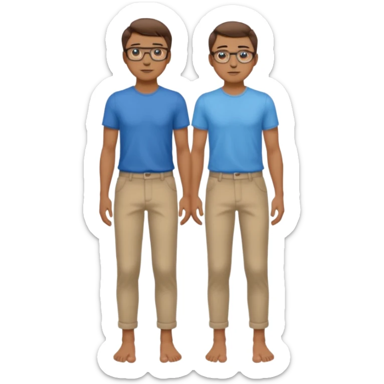 homme l'air cool taille moyenne corpulence maigre cheveux chatain court yeux bleus lunettes photo de pieds en pantalon  sticker