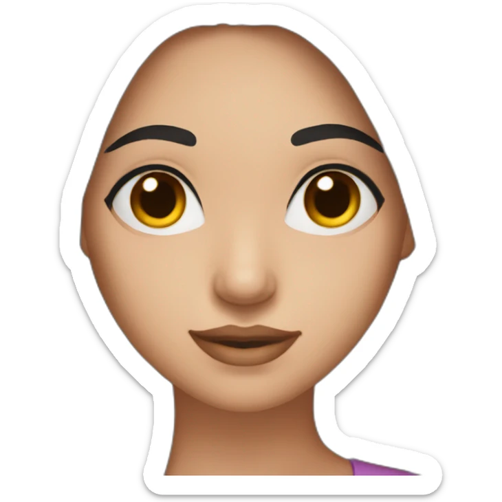 Women with long dark brown hair and long eyelashes dark brown eyes and dark brown eyebrows sticker