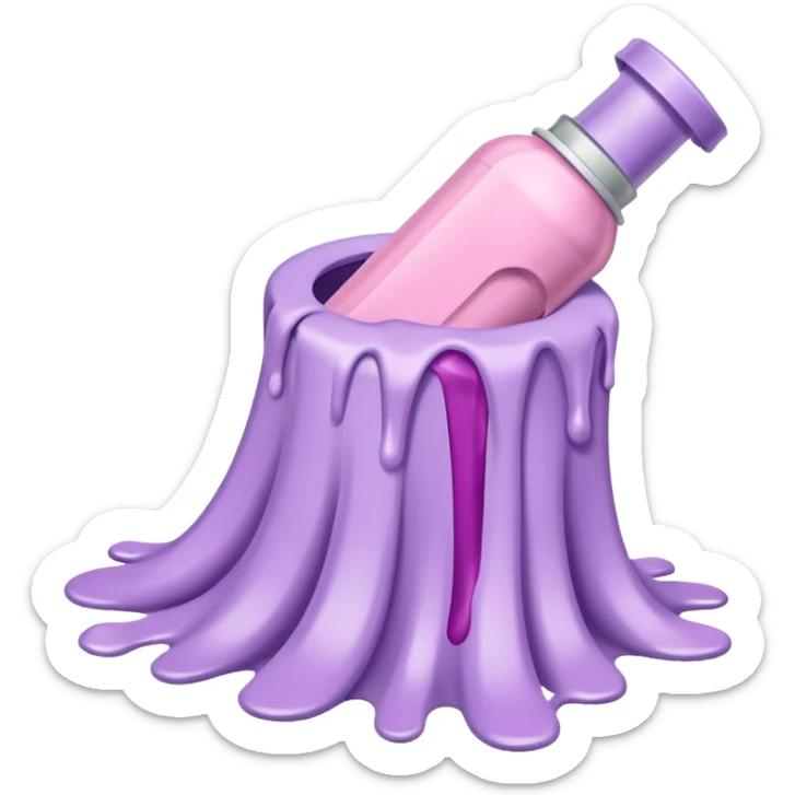 tubes of pastel pink and lilac hair dye, lying around with dye leaking out sticker