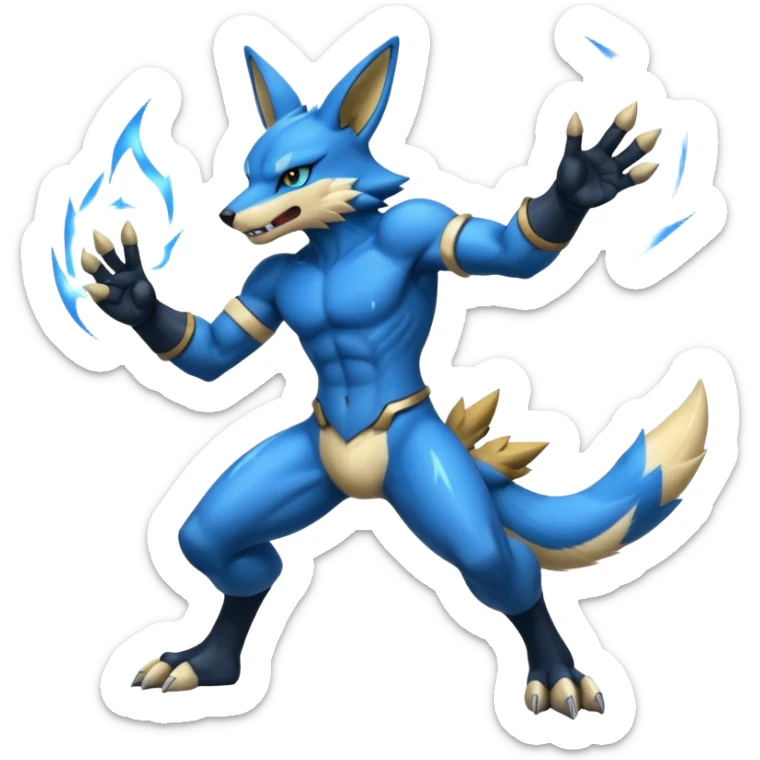 Lucario-Zeraora-Fakémon-hybrid-creature (full body)  sticker