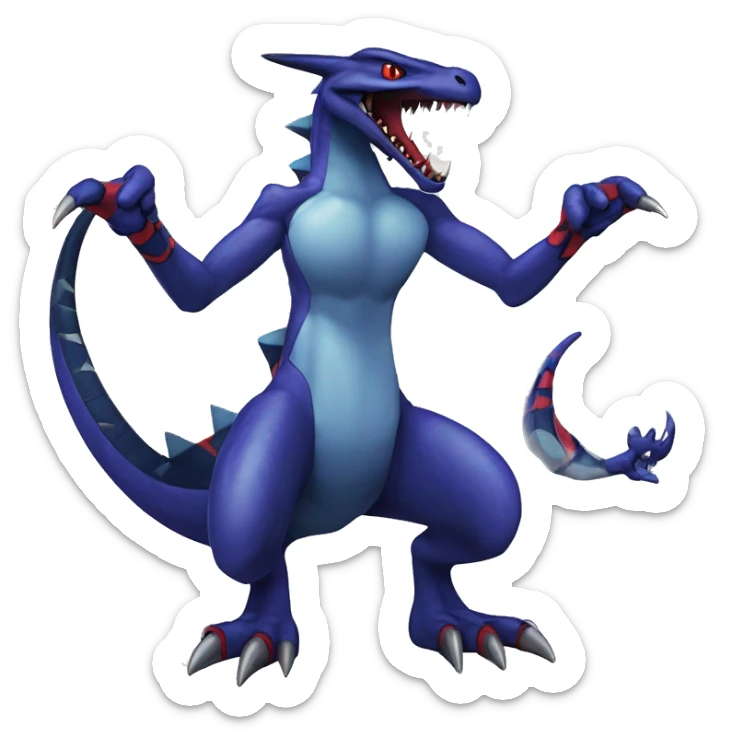 Cool Edgy Seviper-Garchomp-Gabite Fakémon Digimon with Edgy markings, full body, outlined sticker